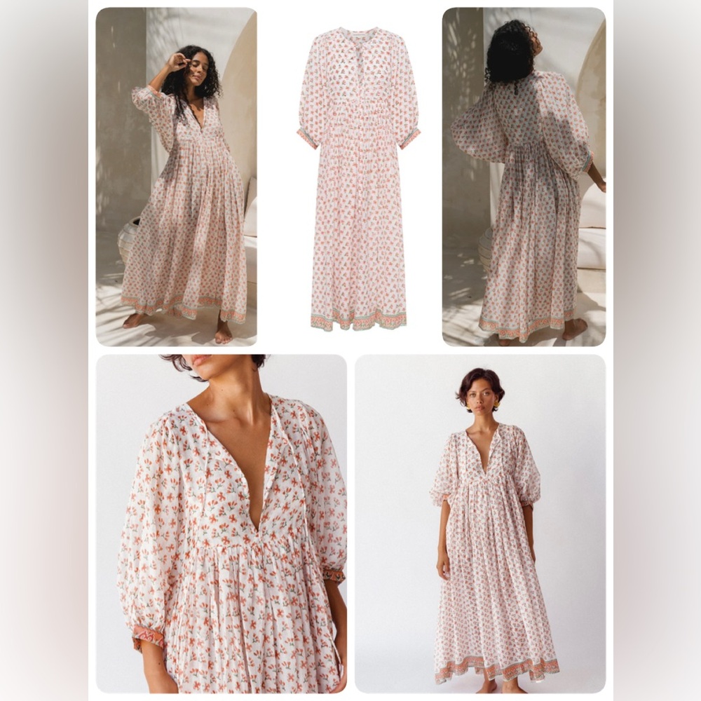 Daughters of India Pink and White Floral Maxi Dress